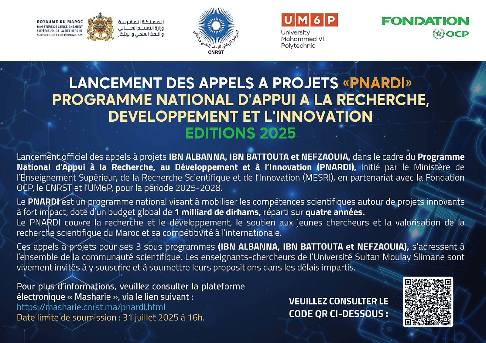 LANCEMENT DES APPELS A PRO-JETS «PNARDI»