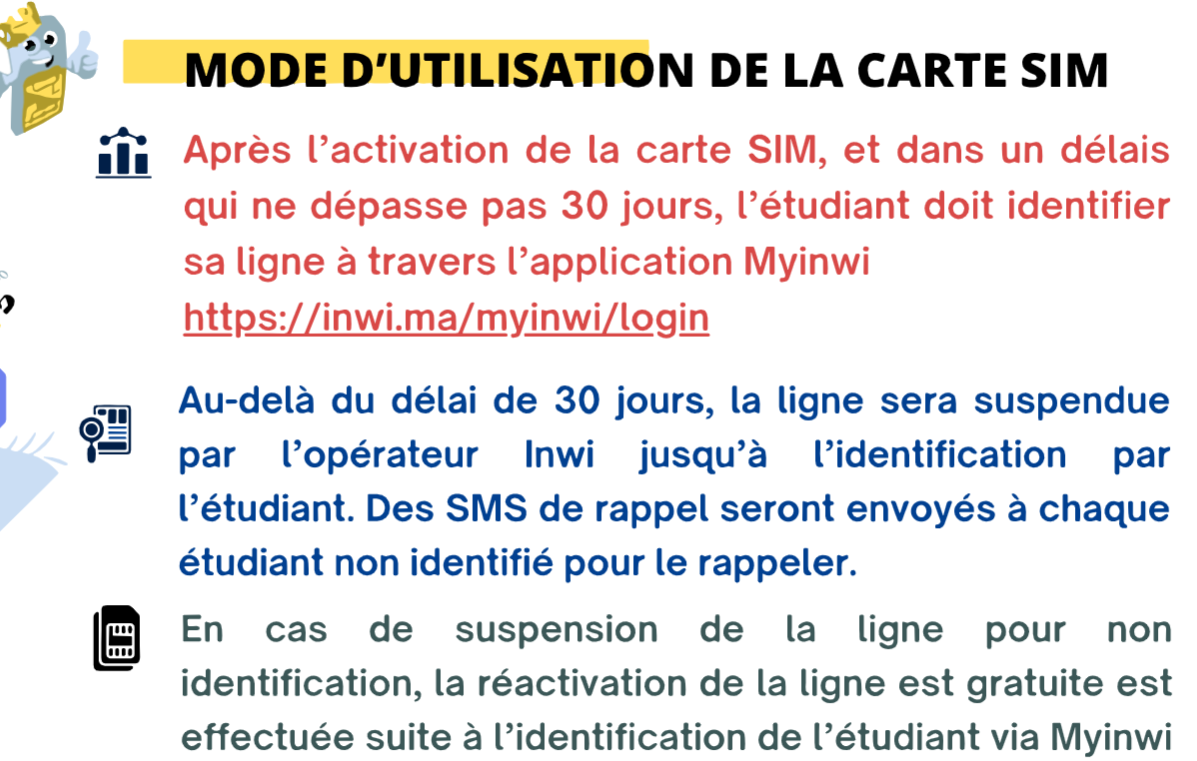 Activation de la carte SIM étudiant