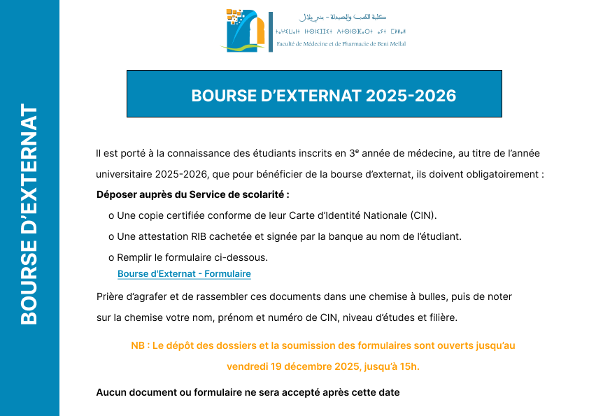 BOURSE D’EXTERNAT – 2025-2026